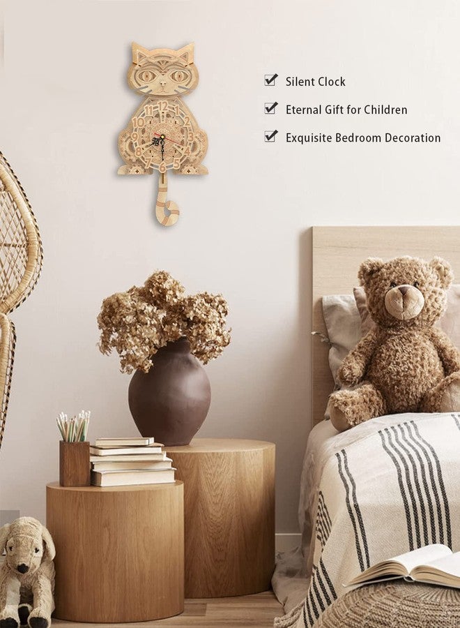 Jigtoy Wooden 3D Puzzles for Adults Model kit Cat Clock Kids Wall Clock Decor for Birthday Gift/Christmas Day - Image 4